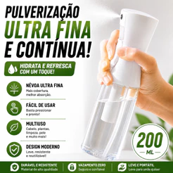 Frasco Pulverizador Contínuo 200ml Spray Névoa Ultra Fina Multiuso