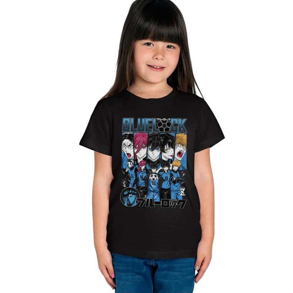 Camiseta Blue Lock  Infantil Camisa Manga Curta de Algodão Camisa Futebol Criança Unissex