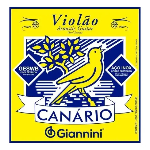 Encordoamento Violao Aco Giannini Canario GESWB Cordas Classico Tensao Media