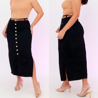 Saia Longa com Botões Moda Evangélica Tendêcia com Lycra Strech Com Fenda