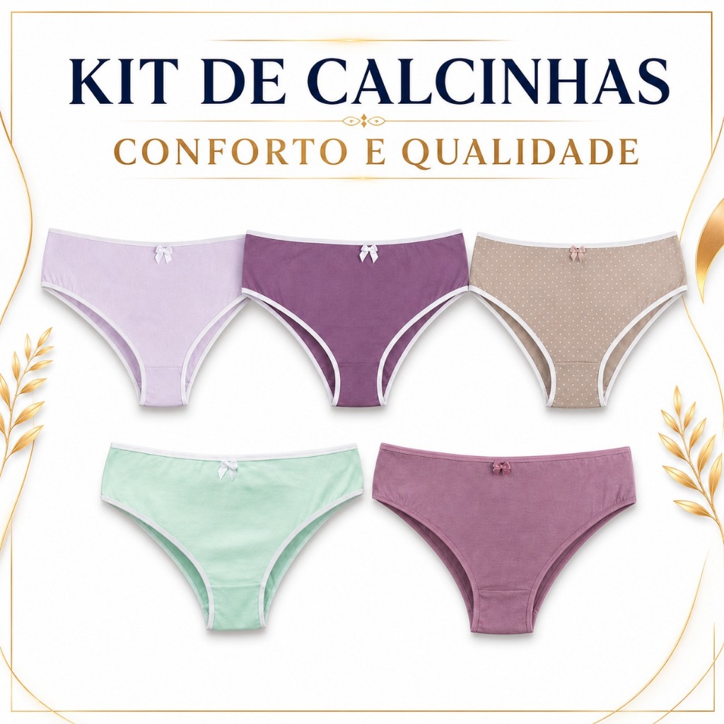 Kit 3,5,7 E 10 Calcinhas Infantis 100% Algodão Menina Conforto Macio Respirável Diversos Tamanhos e Sortidas