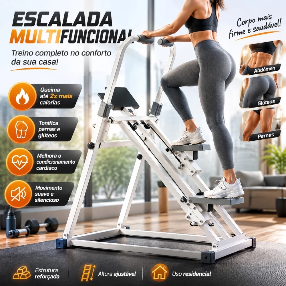 Simulador de Escada Stepper Cardio - DOBRÁVEL - LCD - Para Emagrecer e Definir Glúteos