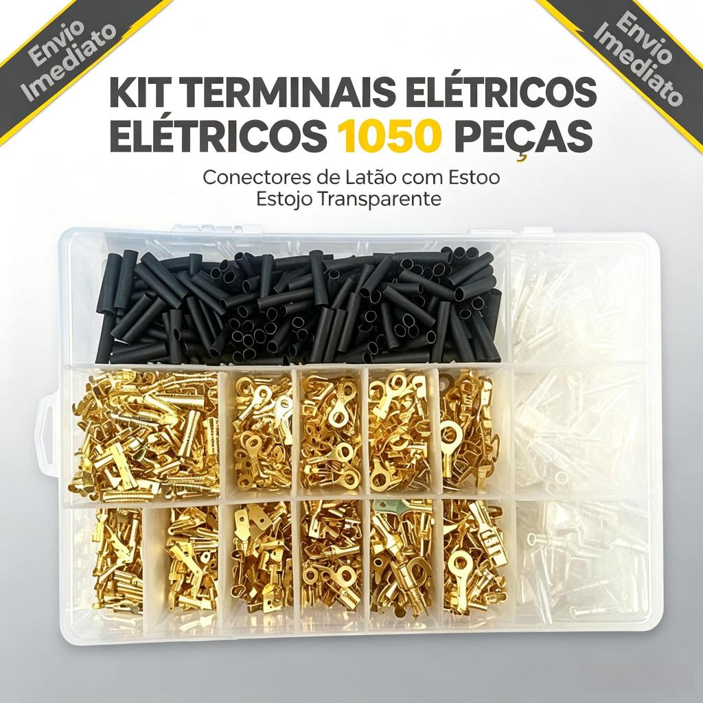 Conjunto Sortido 1050 Terminais Elétricos Macho Fêmea 2,8/4,8/6,3mm, Conectores Isolados