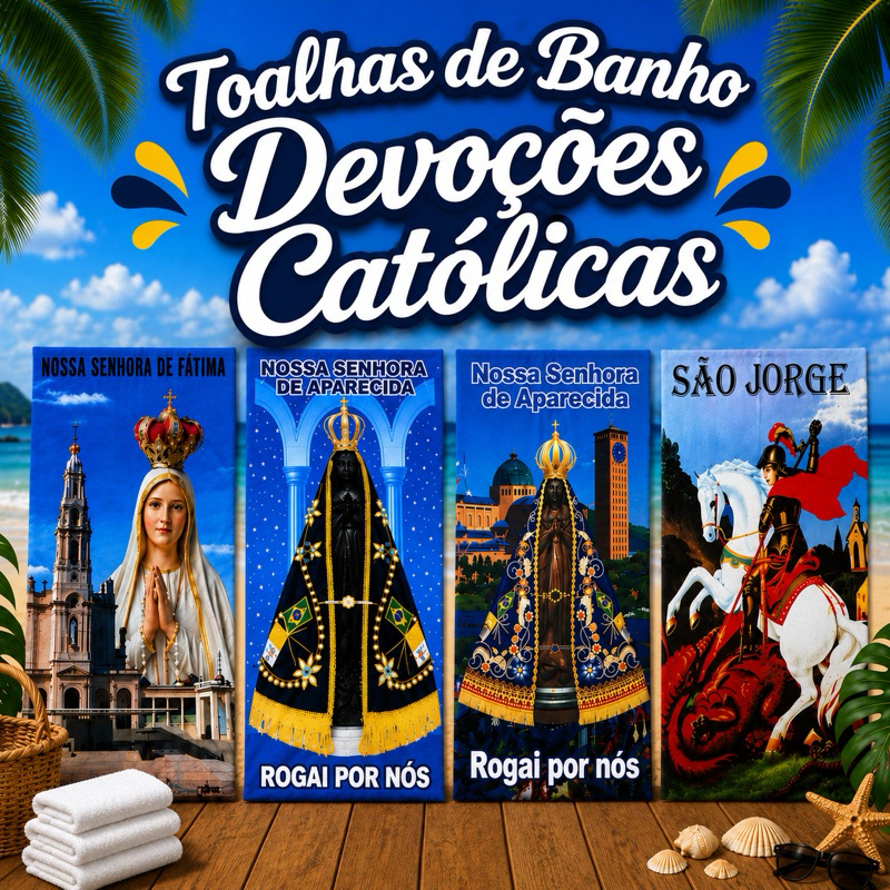 Toalha de Banho e Praia Estampadas Devoções Católicas