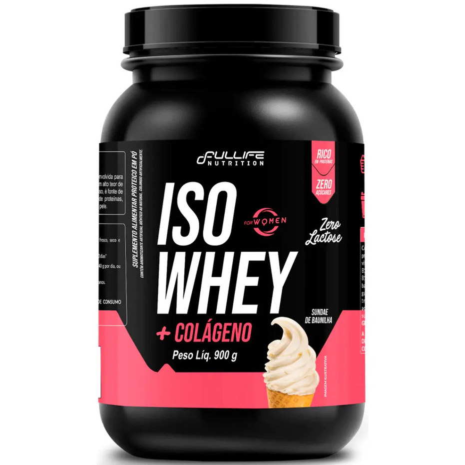 Whey Protein Isolado 900g com Colágeno Zero Lactose Zero Açúcar Iso Whey For Women Fullife Nutrition