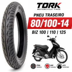 Pneu Traseiro 80 /100-14 Moto Biz 100 110 125 Tork