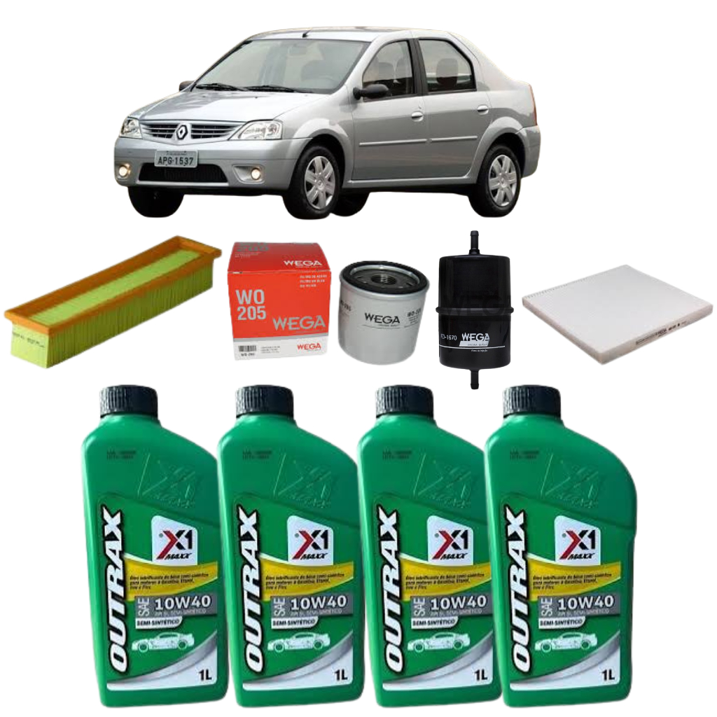 Kit manutenção Troca de óleo completa Logan 1.0 16V 2007 a 2013 (Escolha a Variação)