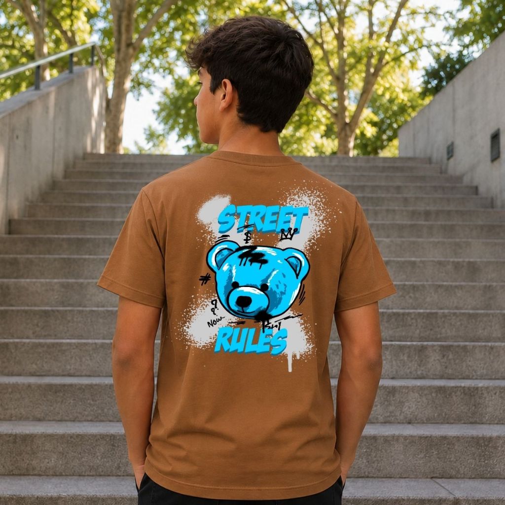Camiseta Menino Manga Curta Verão 100% Algodão 4 ao 16 Urso Novidades Lançamento Estampa Exclusiva Street Rules