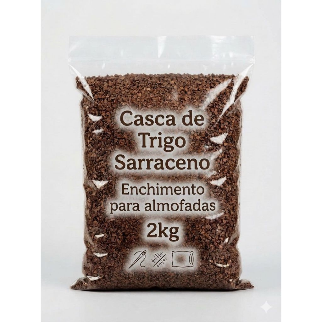 Imagem Casca de Trigo Sarraceno Para Enchimento de Almofadas Travesseiros Zafu Bolster  Pronta Para o Uso Pacote  2kg