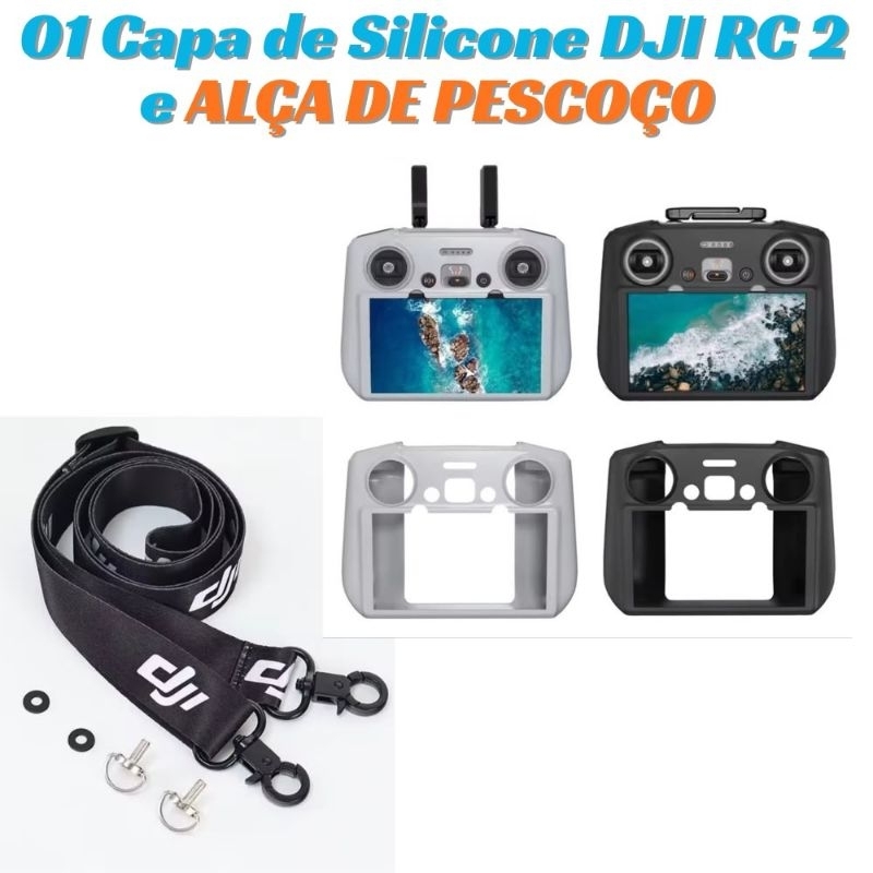 Capa de Silicone Controle Remoto TELA DJI RC 2 + Alça de Pescoço para Controles DJI RC 2 | Envio Imediato | Frete Grátis