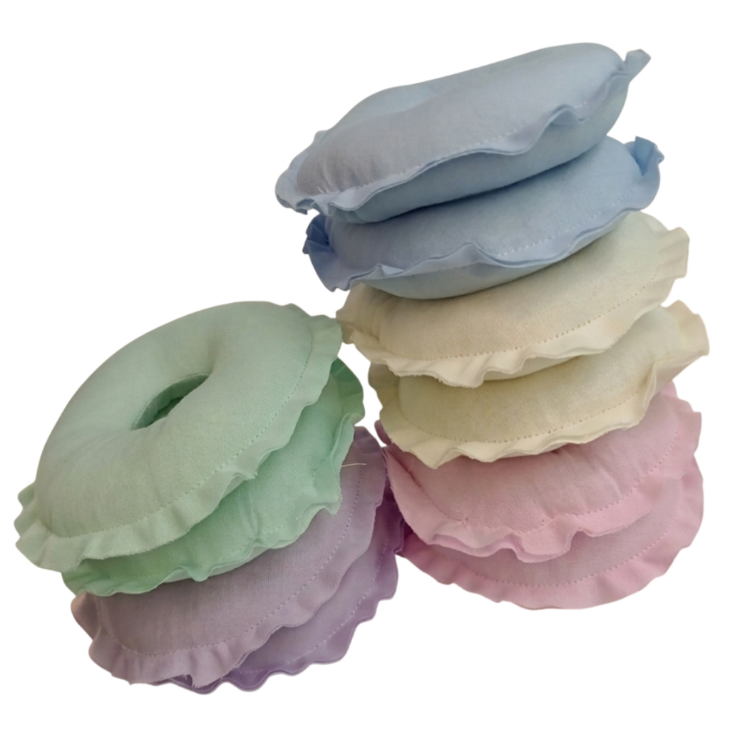 Kit 4 ou 2 Rosquinhas de Amamentação Protetor de Seios Donut em Tricoline Antialérgico