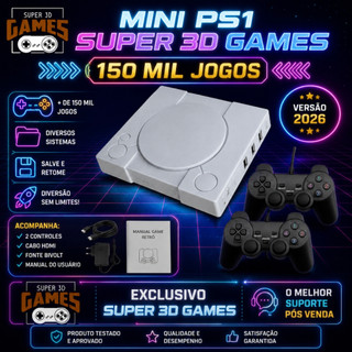 Super 3d Games - Super Vídeo Game Retro 150 mil jogos Antigos Acompanha 2 Controles Envio Rápido
