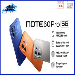 SMARTPHONE INFINIX NOTE 60 PRO 5G 256GB+ 8GB RAM NFC | Tela AMOLED 6.78” 144Hz | 50MP | 6000mAh | Carregador por Indução