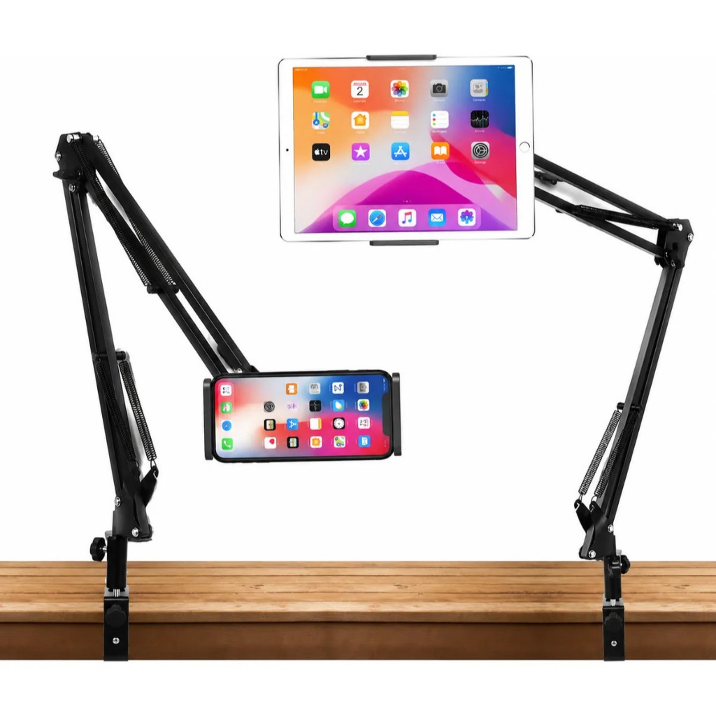 Suporte Celular Tablet e Microfone Braço Articulado 360° Universal Ajustável Mesa Cama Compativel iPhone iPad Samsung