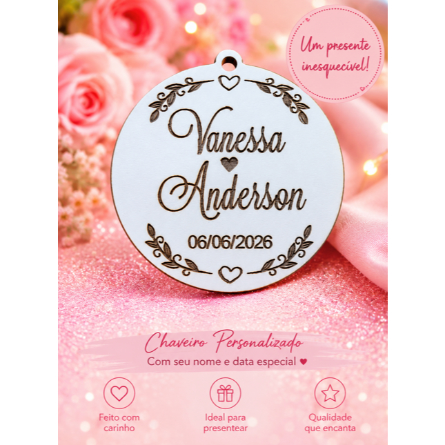 Pacote com 100 Chaveiros Personalizados Mdf Branco 3mm Lembrancinhas Aniversarios Casamentos