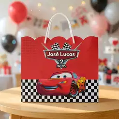 Sacolinha Personalizada Carros Relâmpago Mcqueen | Lembrancinha | Mimo | Aniversário | Surpresa | Pegue e Monte