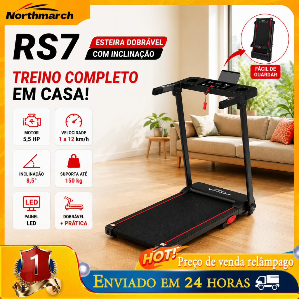 Esteira Elétrica Dobrável Portátil com Bluetooth Inclinação e Velocidade Ajustável Braços de Apoio