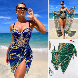 Conjunto de Praia Maiô com Alças Finas e Decote V Acompanha Saída de Praia Leve para Verão e Férias