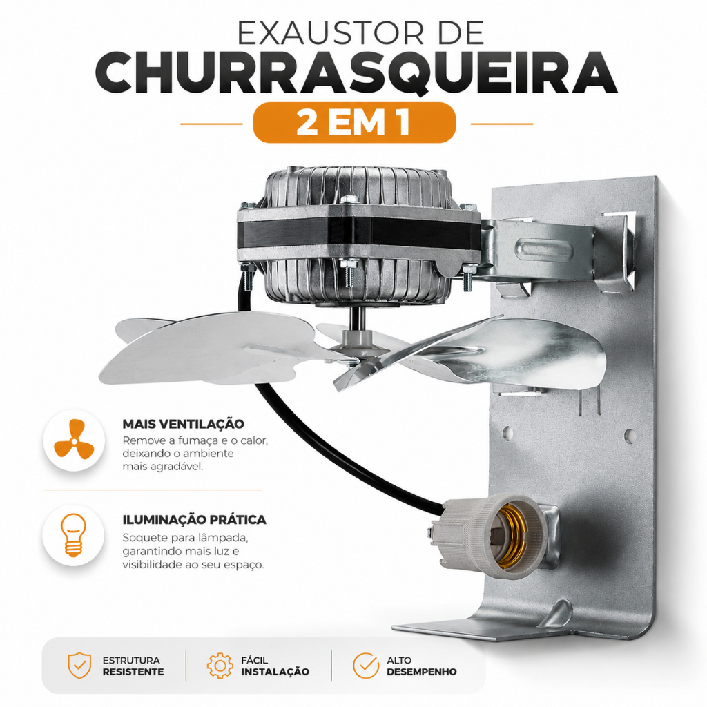 Exaustor Para Churrasqueiras Alta Temperatura Exaustor 2 em 1 Exaustão e Iluminação Ventisol