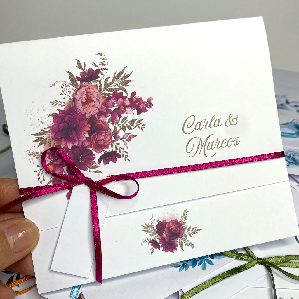 50 unidades Convites Casamento  Aniversário 15 anos e outros Eventos MARSALA AZUL SERENITY TERRACOTA LAVANDA LILAS ROSA
