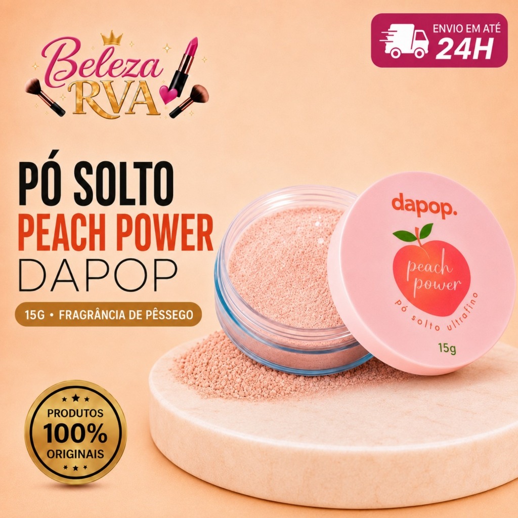 Pó Pessego Peach Power Dapop – Efeito Aveludado e Pele Perfeita o Dia Todo!