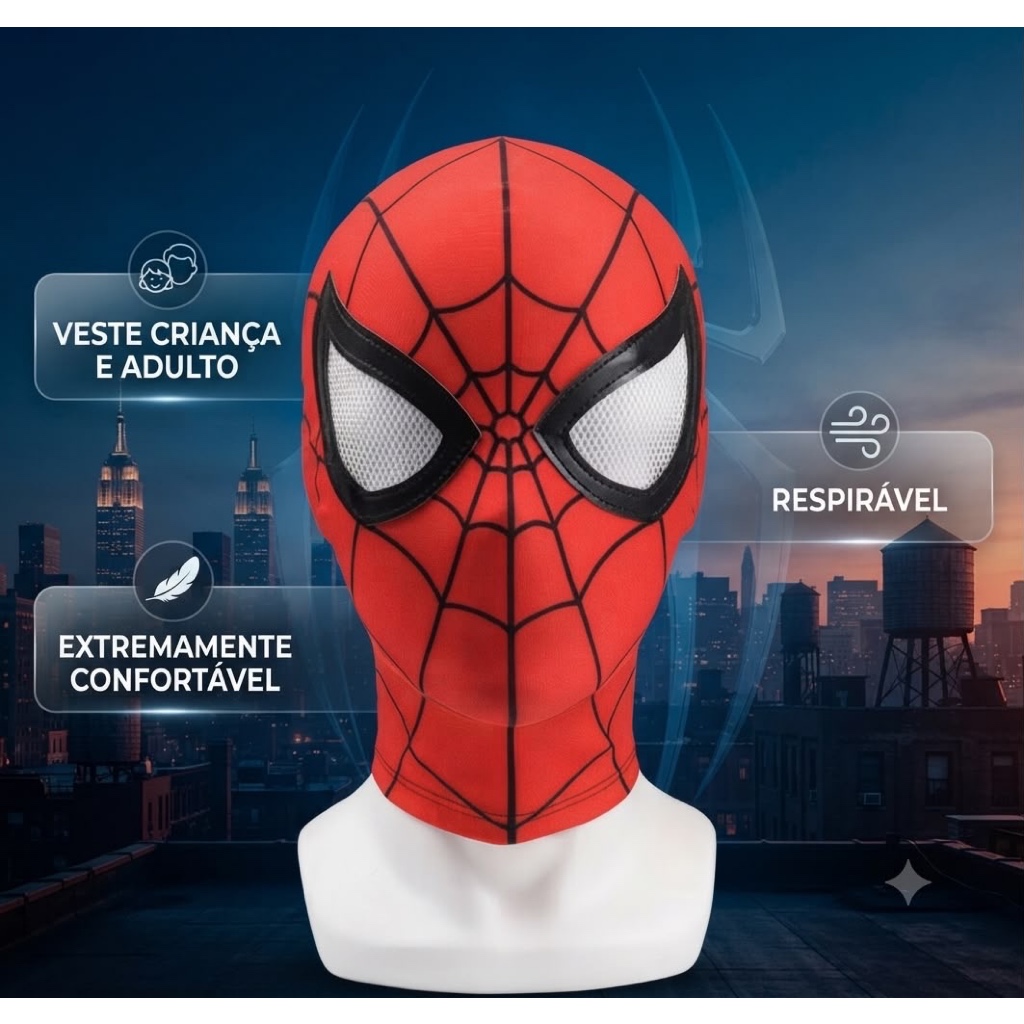 Máscara homem aranha adulto e infantil filme spider man super herói
