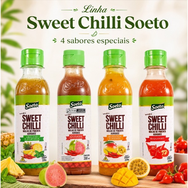 Molho Pimenta Doce Sweet Chilli Biquinho Goiaba Manga Maracuja Abacaxi Hortela Geleia Gourmet Soeto