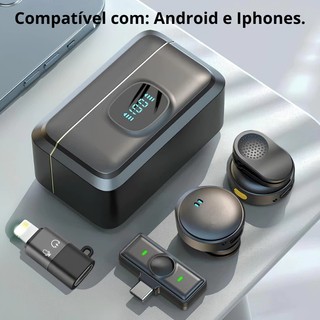 Microfone Lapela Magnético Sem Fio Duplo | Redução de Ruído, Estojo de Carga, Ideal para Live, Gravação e Entrevistas
