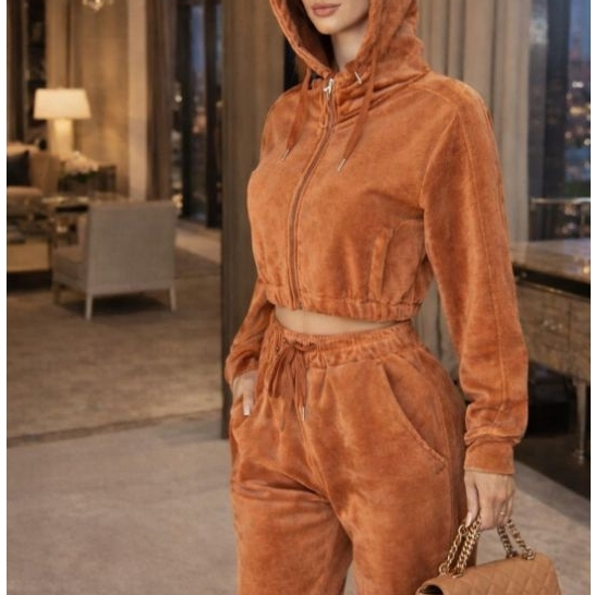Conjunto Moletom feminino Agasalho em veludo plush estiloso e confortável