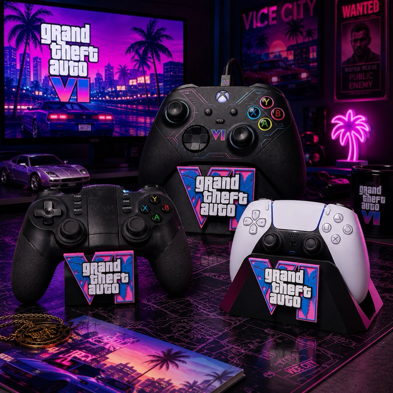 Suporte para Controle GTA VI Xbox PS5 Base Expositora Gamer Organizador Controle Temático Decoração Setup