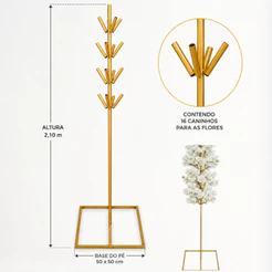 Árvore Decorativa Reta para Flores 2,10m Ferro Casamento e Eventos Desmontavel