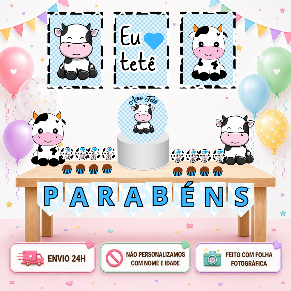 Kit Festa só um bolinho EU AMO TETÊ, festa em casa, escola decoração completa - ENVIO 24H