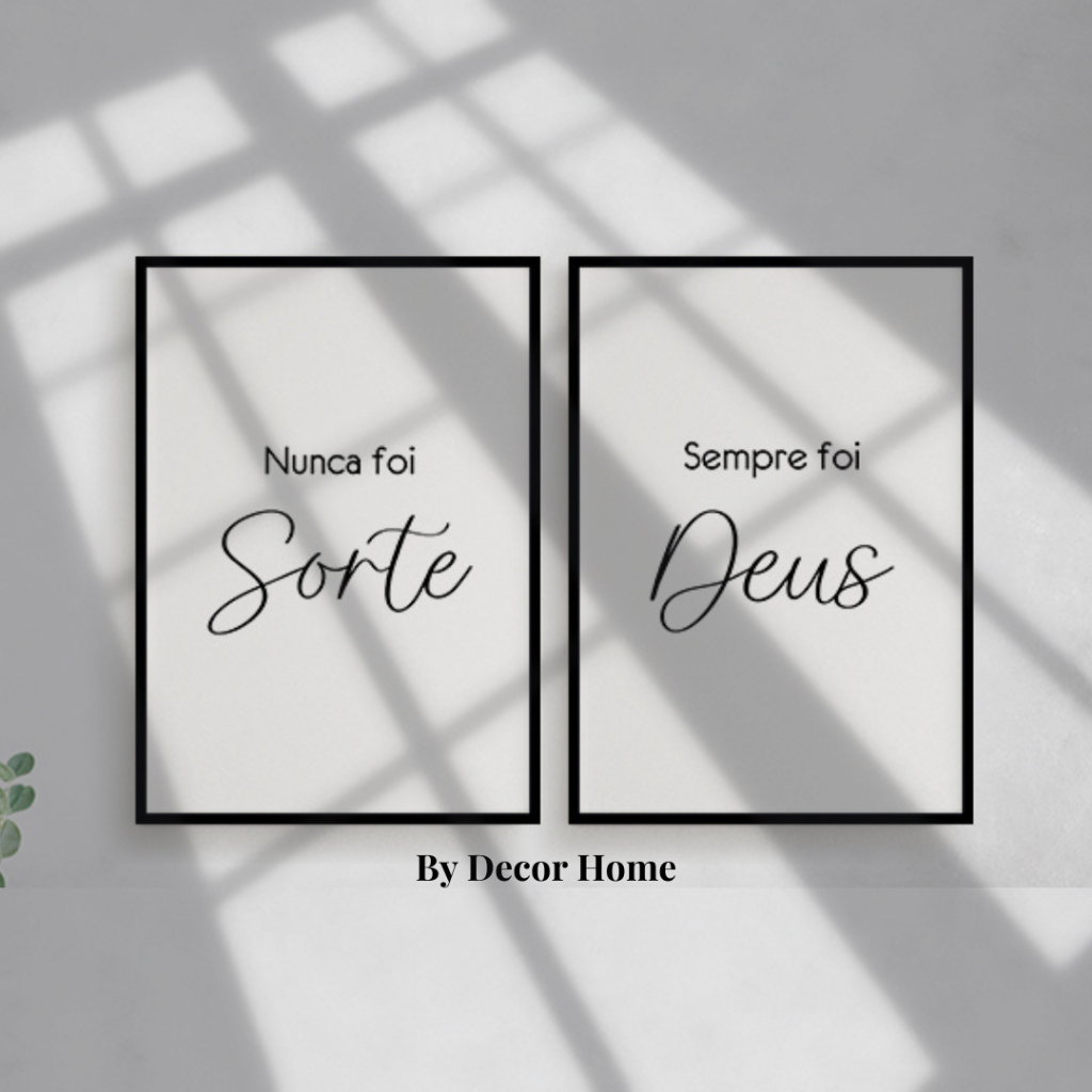 Kit 2 Quadros Placa decorativa Religiosa Nunca Foi Sorte Sempre foi Deus Decoração de quarto Cozinha Sala Igreja