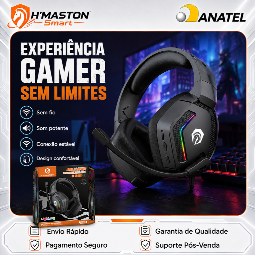 H'Maston SNS12 Headset Gamer Fone Gamer Fone De Ouvido Gamer Fone Gamer Com Fio Fone Gamer Com Microfone Fone Headset