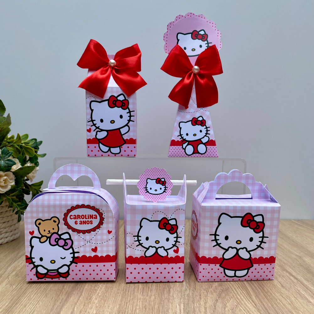 Kit Personalizados Hello Kitty  vermelho/ Kit Festa Caixinhas Personalizadas Lembrancinha Mimos Aniversário