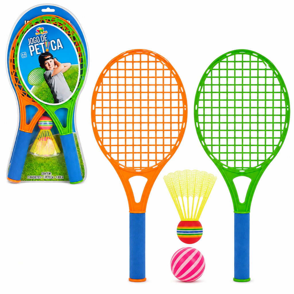 Jogo De Peteca Raquetes Bola Peteca Brinquedo Infantil