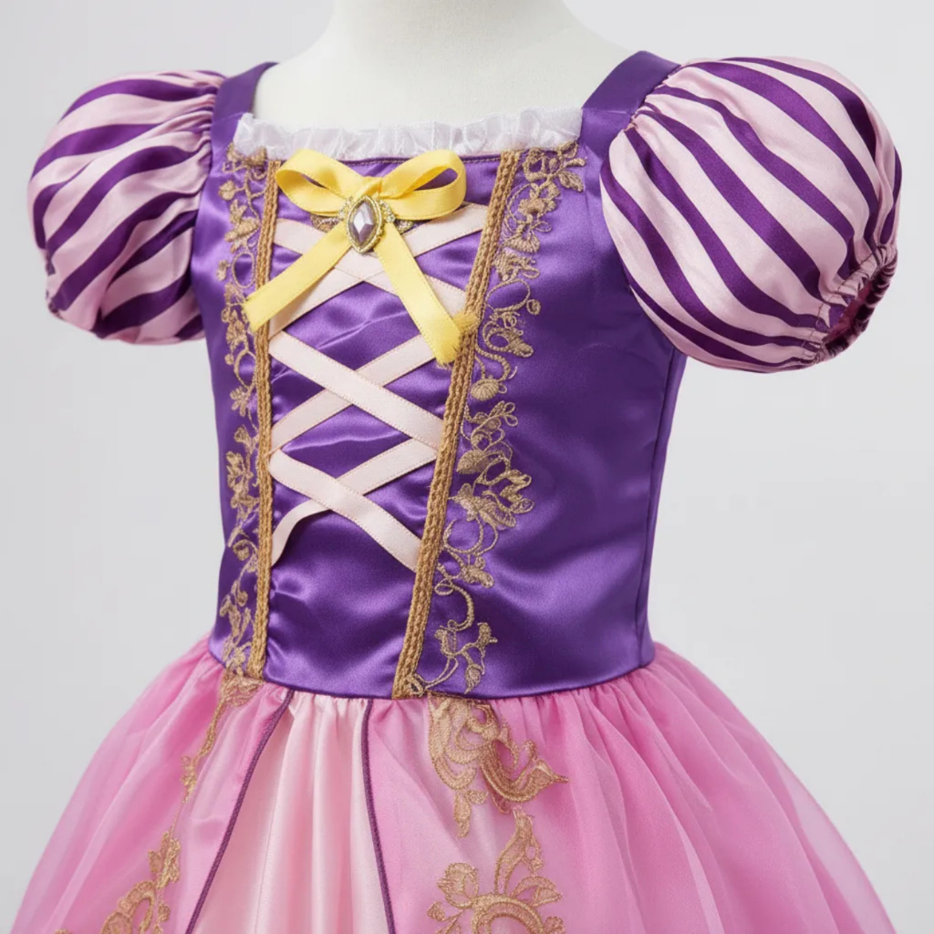 Fantasia Festa Infantil Vestido Princesas Luxo Temático Rapunzel