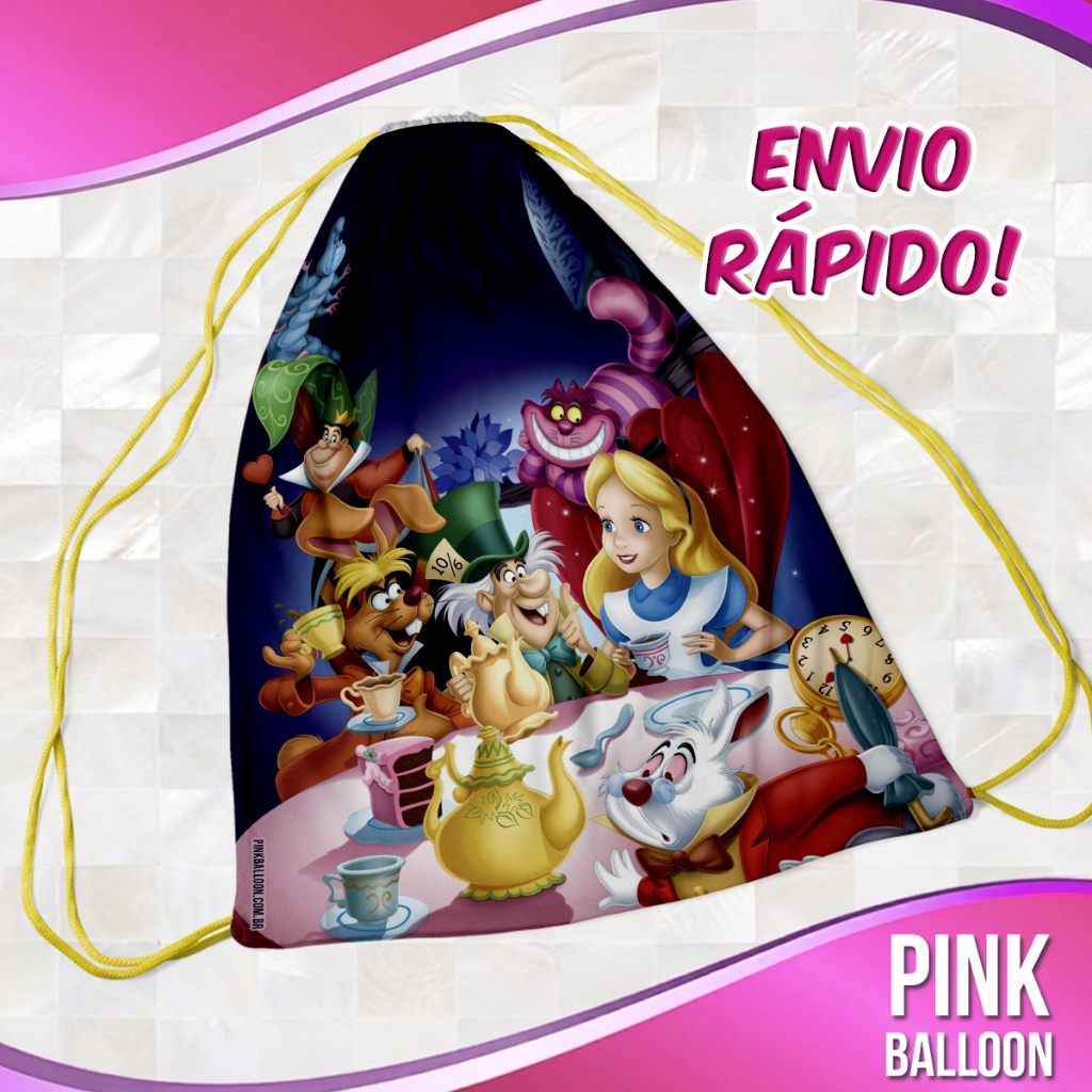 MOCHILINHA ALICE NO PAÍS DAS MARAVILHAS 1 (ENVIO RÁPIDO) - SACOLINHA LEMBRANCINHA NÃO PERSONALIZADA
