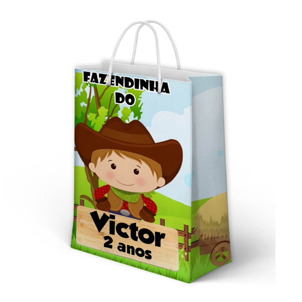 Sacolinha Fazendinha Personalizada para Aniversário/ Lembrancinha Festa Infantil / Qualquer nome e idade