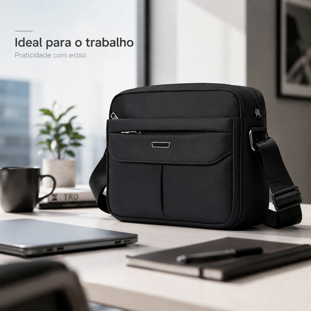 Bolsa transversal masculina estilo minimalista, design com aba, tecido Oxford resistente para uso diário