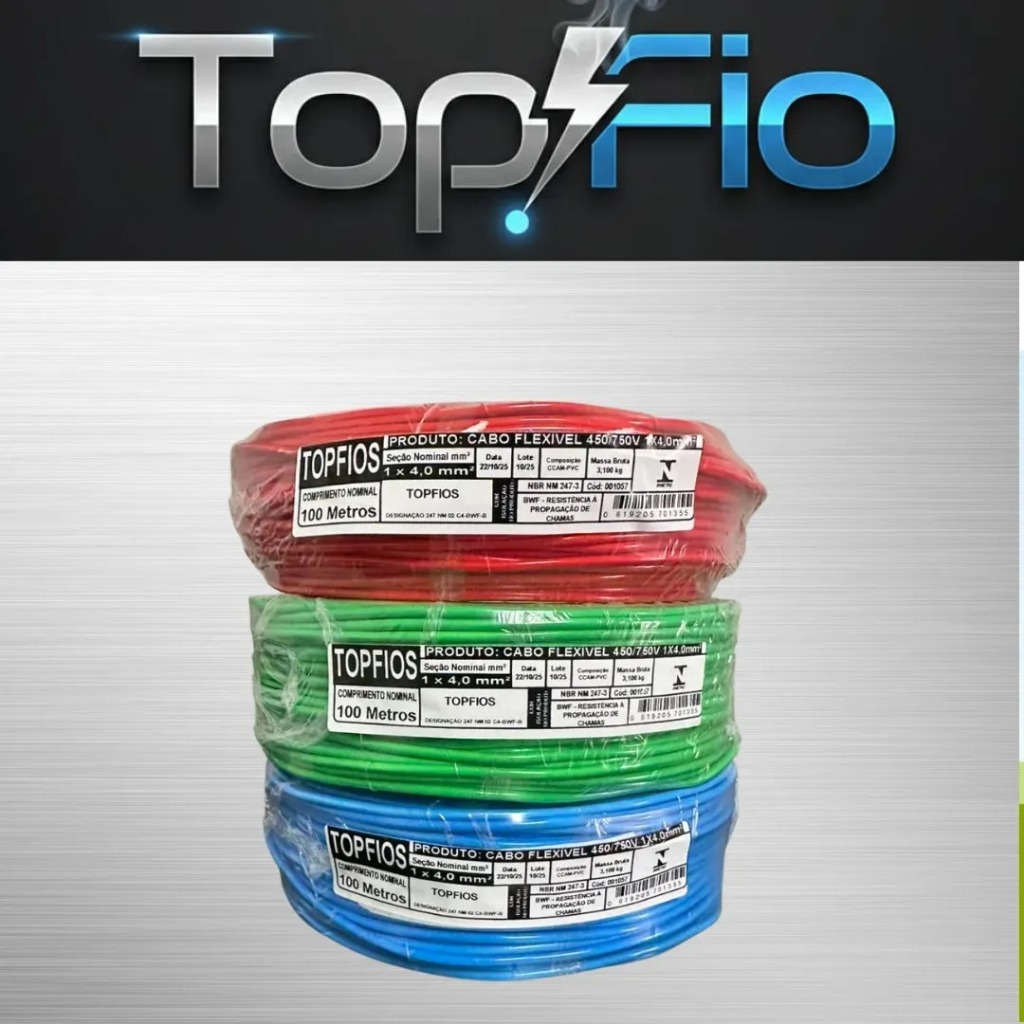 Imagem Cabo Flexível 4mm² Rolo 50 Metros Fio Elétrico Ar Condicionado e Chuveiro 750v