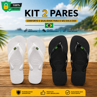 Kit Dois Pares De Chinelo Masculino Feminino Da Bandeirinha Original Verão