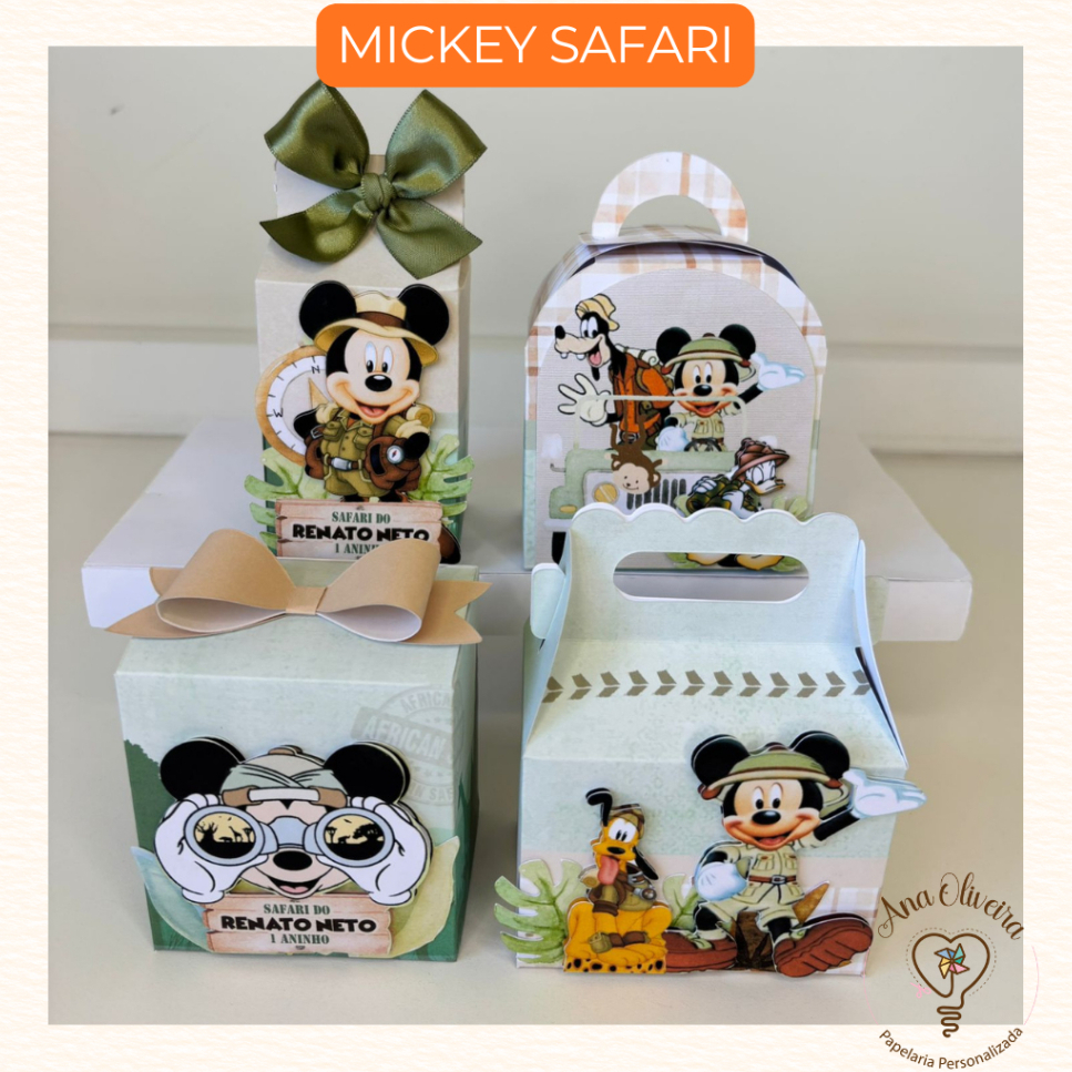Kit Festa Mickey Safari | Safari | Lembrancinhas | Festa | Aniversário | Personalizados | Caixinhas