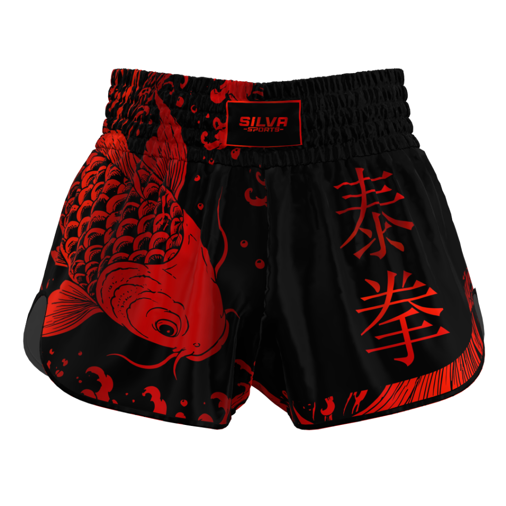Short Muay Thai Carpa Koi Japonês Bushido Masculino Premium Kickboxing MMA Bermuda Calção Feminino
