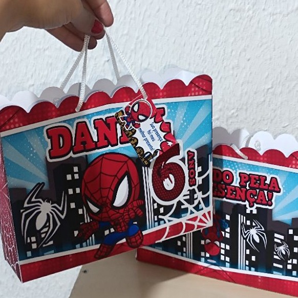 Kit com 10/15/20 Sacolas PEGUE E MONTE / Homem aranha / Spiderman / Personalizados