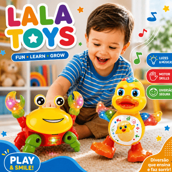 Caranguejo Fujão, Patinho Dançante Brinquedo Infantil Com Luz Som e Movimento