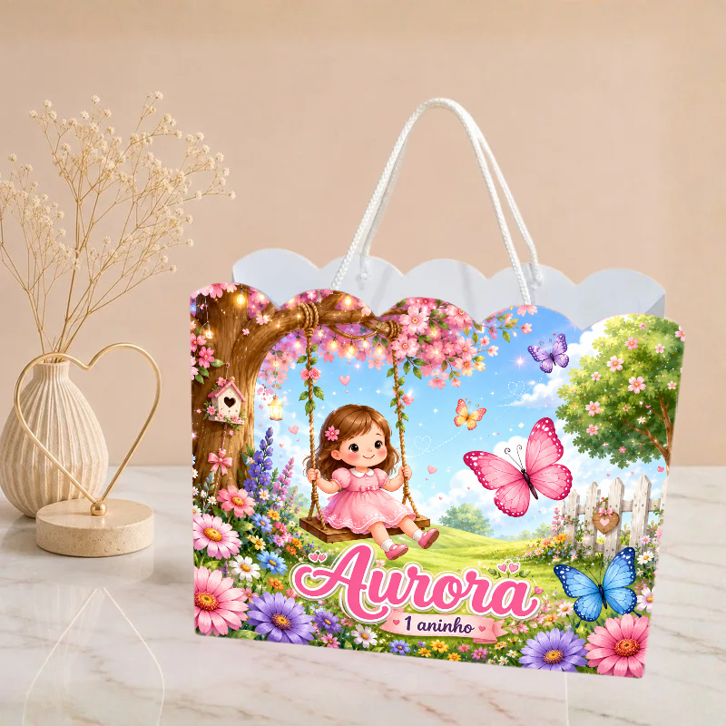 Sacolinha Jardim das Borboletas, Personalizado | Sacolinha | Mimos | Lembrancinha | Aniversário Jardim PEGUE E MONTE