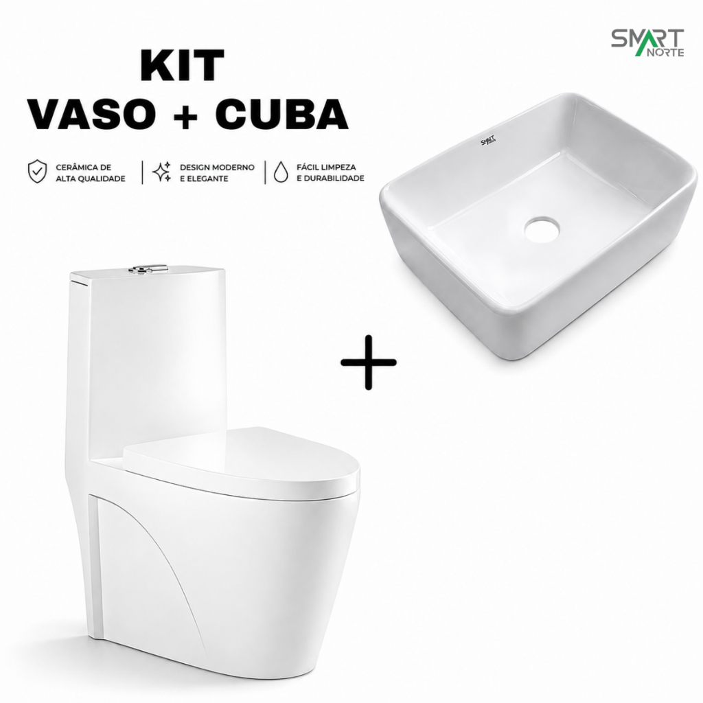 Kit Banheiro Vaso Monobloco Confort Plus + Cuba 48x38
