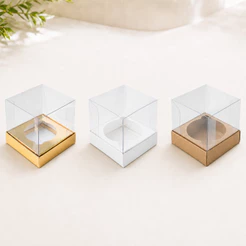 Caixa para Mini Bolo M 7x7x7cm - 10, 20, 30 ou 40 Unidades - Branco, Kraft ou Dourada | Assk - Rizzo
