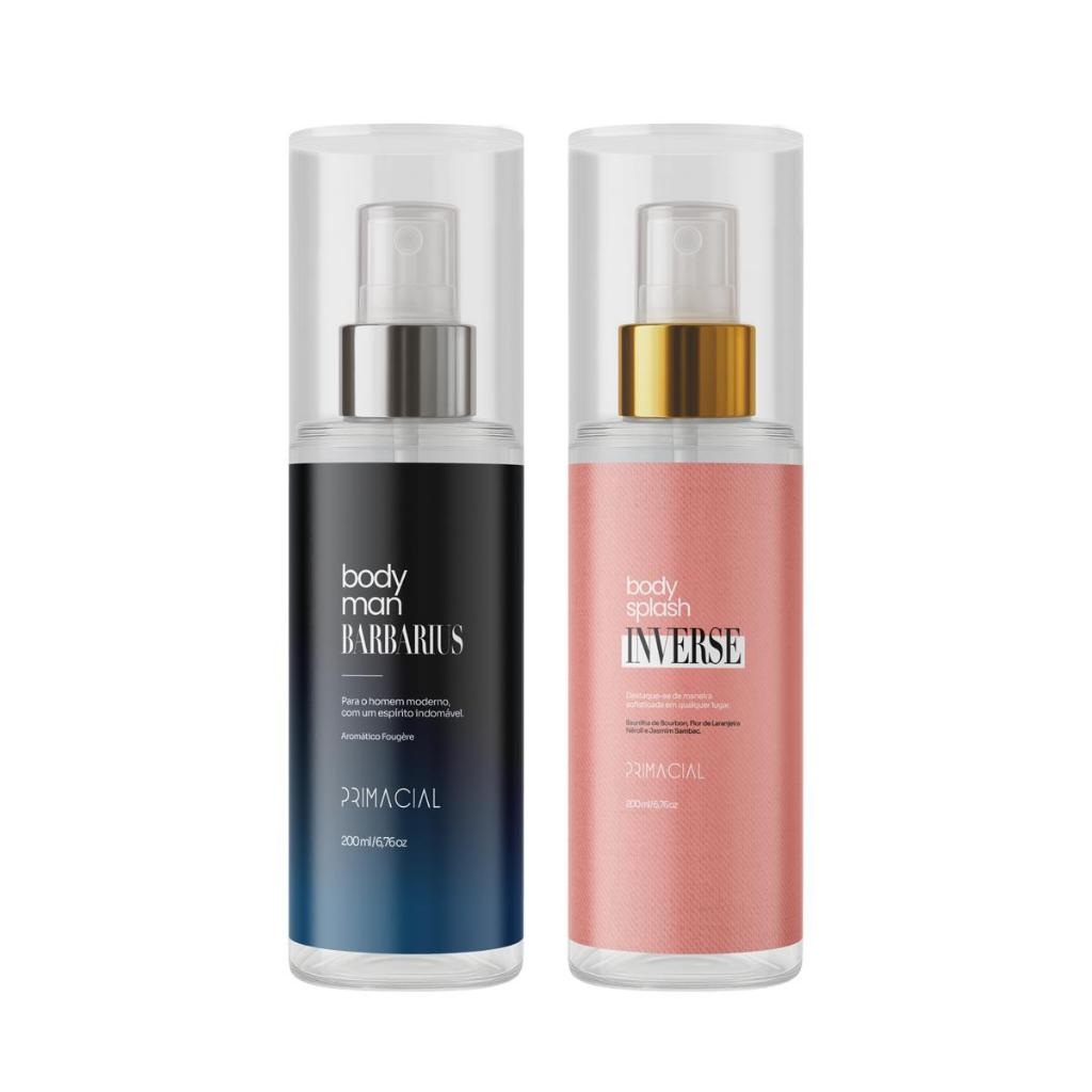 KIT BODY SPLASH BARBARIUS + INVERSE 200ML - PRIMACIAL PERFUME AMADEIRADO FRUTADO